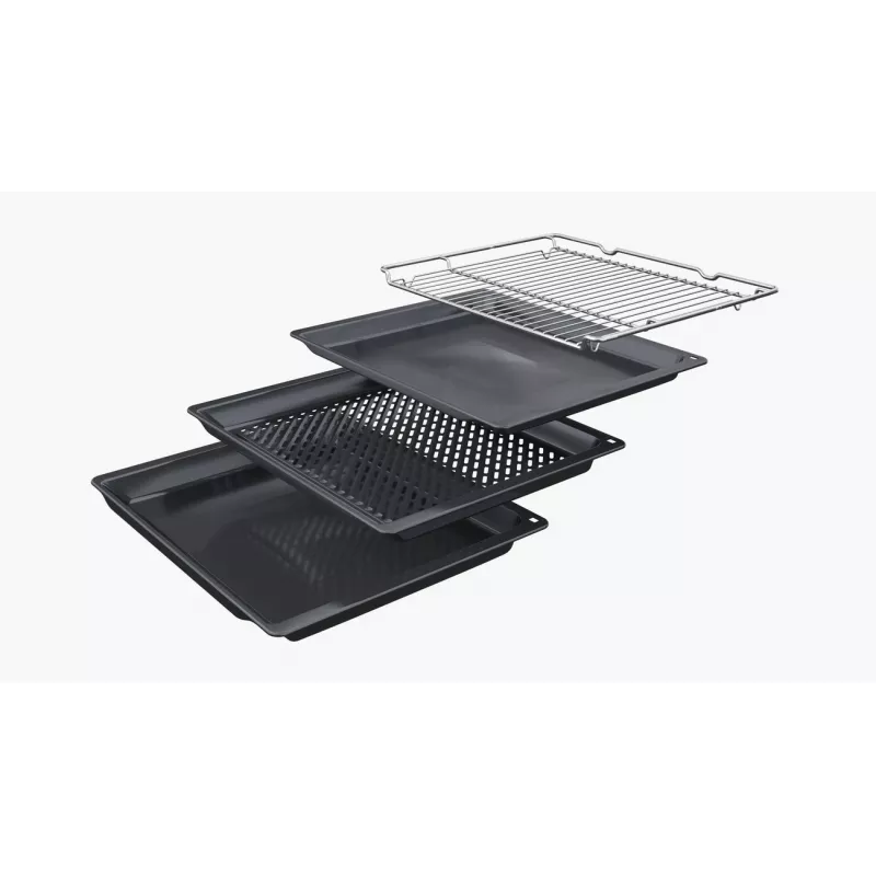 Bosch HBG7341B1 Series 8 Einbau-Elektrobackofen, 71L, Pyrolyse-Selbstreinigung, Schwarz, 60 cm