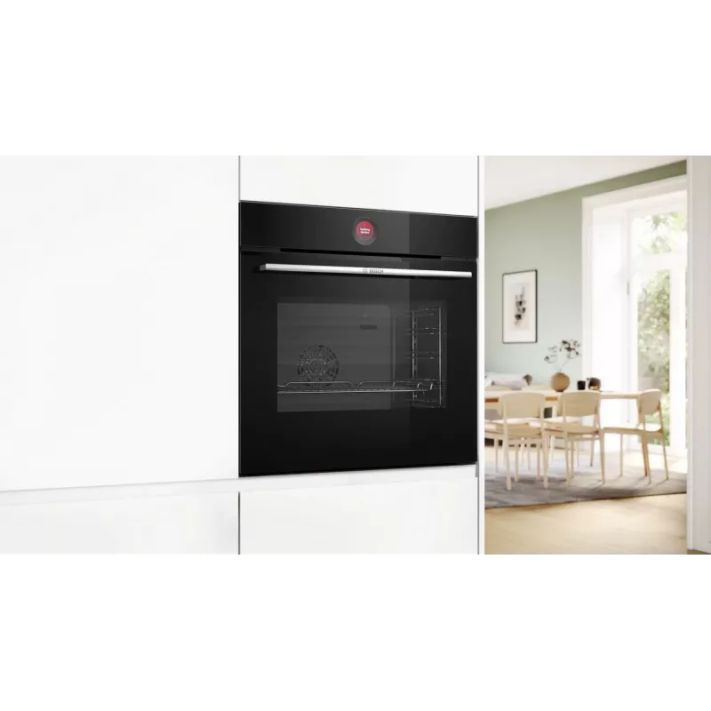 Bosch HBG7341B1 Series 8 Einbau-Elektrobackofen, 71L, Pyrolyse-Selbstreinigung, Schwarz, 60 cm