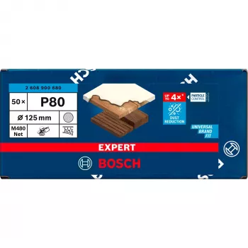 Bosch PowerTools Expert M480 Net Schleifscheibe 125 mm, Körnung K80 (50 Stück, für Exzenterschleifer)