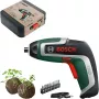 BOSCH Powertools IXO 7 Anniversary Set 3,6V Akku-Schrauber (Grün/Schwarz, Li-Ion 2,0Ah, Bit-Set, Saatgutkugeln, Box)
