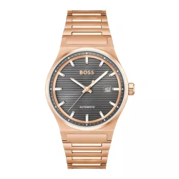 BOSS MAN 1514185 Quarz-Analoguhr 41mm schwarzes Zifferblatt Lederarmband