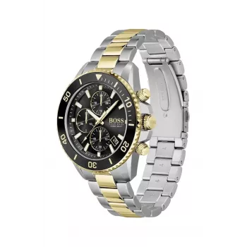 BOSS Herrenuhr 1513908 45mm Edelstahl Blaues Zifferblatt Chronograph