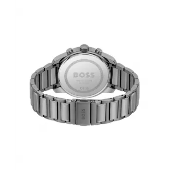 BOSS Herrenuhr 1514005 44mm Edelstahlgehäuse blaues Zifferblatt braunes Lederarmband Chronograph Quarz
