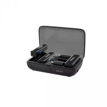 BOYA BOYALINK-TX kabelloses Mikrofonsystem, 2,4 GHz, 1 Empfänger und 2 Sender, ultralange Akkulaufzeit, Schwarz