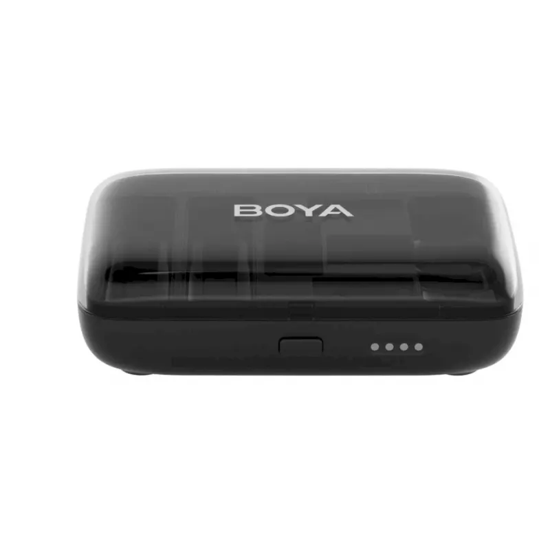 BOYA BOYALINK-TX kabelloses Mikrofonsystem, 2,4 GHz, 1 Empfänger und 2 Sender, ultralange Akkulaufzeit, Schwarz