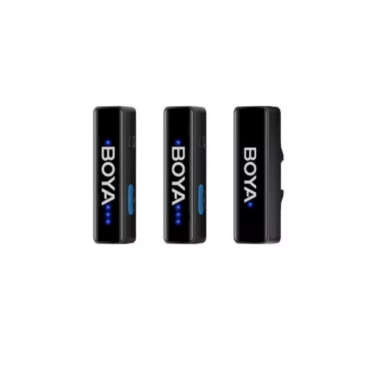 BOYA BOYALINK-TX kabelloses Mikrofonsystem, 2,4 GHz, 1 Empfänger und 2 Sender, ultralange Akkulaufzeit, Schwarz