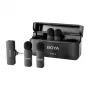 BOYA BY-V4 Drahtloses Mikrofonsystem 2,4GHz mit 4 Sendern und 1 Empfänger (3,5mm Anschluss) Schwarz