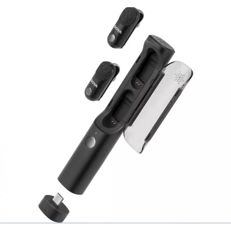 BOYA Magic-02 schnurloses Mikrofon-Headset 2,4GHz USB-C/Lightning/3,5mm Schwarz