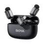 BOYA Mini 2-03 kabelloses Mikrofonsystem 2,4GHz, KI-Rauschunterdrückung, 2 Sender + 1 Lightning-Empfänger, Schwarz