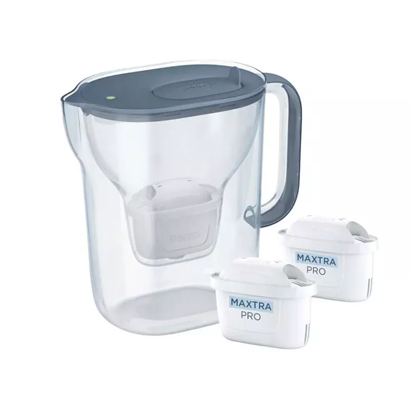 Brita Style Essential+ Wasserfilterkrug mit 2 MaxtraPro PP Kartuschen (2,4 l, Dunkelblau)