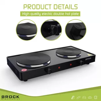 Brock EP 200 BK Doppelkochplatte, 2500 W, Schwarz