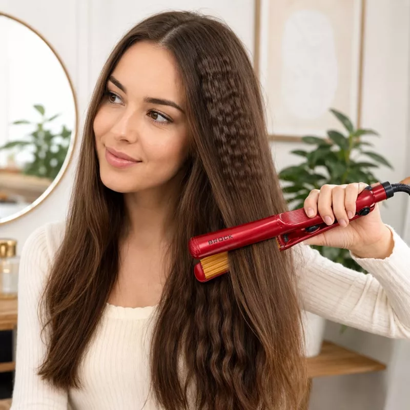 Brock HC 2001 RD Keramik-Haarcrimper 25 W, Rot