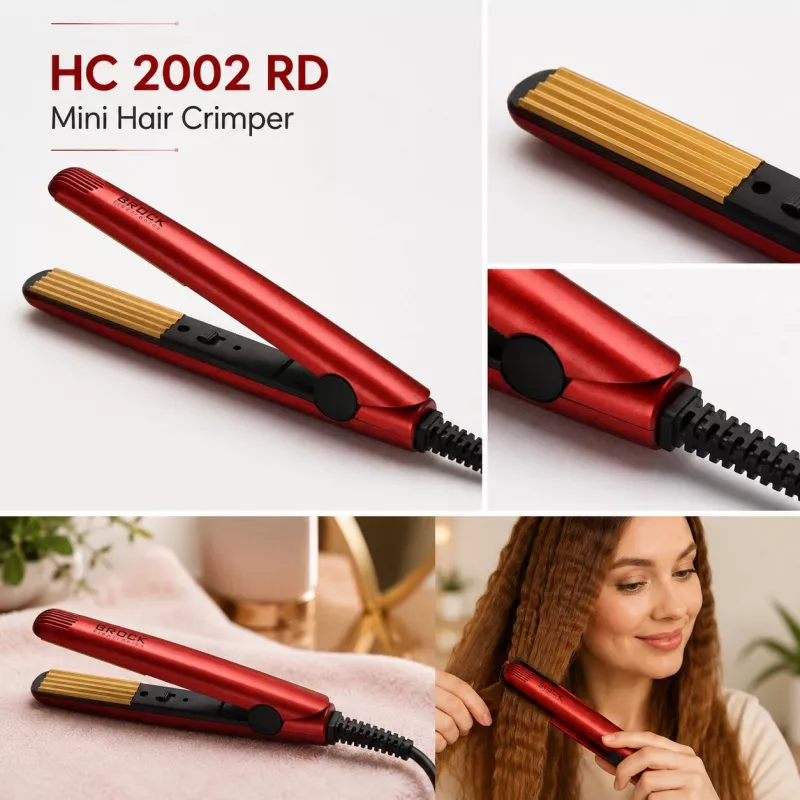 Brock HC 2002 RD Mini-Haarcrimper 39 W, Rot