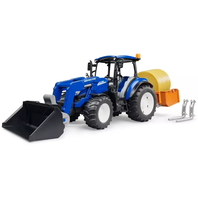 BRUDER New Holland T5.120 Traktor mit Frontlader, Ladekasten und Gabeln 1:16