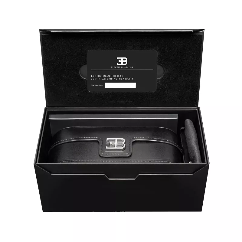 BUGATTI MAN 43C-BK Sonnenbrille - Schwarzer Acetatrahmen mit dunkelgrauen Polycarbonatgläsern, UV400-Schutz, 66/15/123 mm