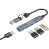 CANYON DS-02 4-in-1 USB-A/C Hub, Grau