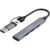 CANYON DS-02 4-in-1 USB-A/C Hub, Grau