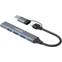 CANYON DS-02 4-in-1 USB-A/C Hub, Grau