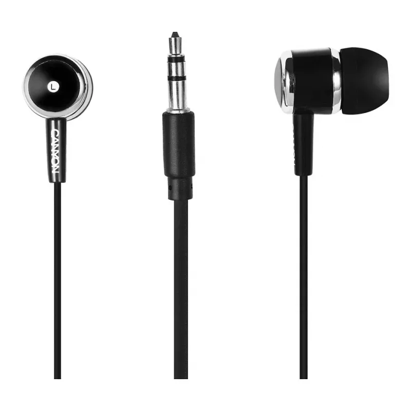 CANYON EPM-01 In-Ear Kabelgebundenes Headset mit Mikrofon, 1,2 m Kabel, Schwarz