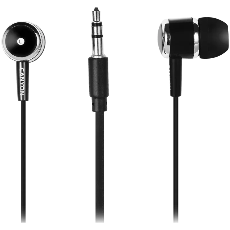 CANYON EPM-01 In-Ear Kabelgebundenes Headset mit Mikrofon, 1,2 m Kabel, Schwarz