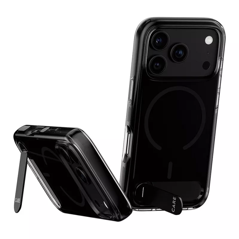 CARE by PanzerGlass Kickstand-Hülle Smokey Black MagSafe für iPhone 17 Pro