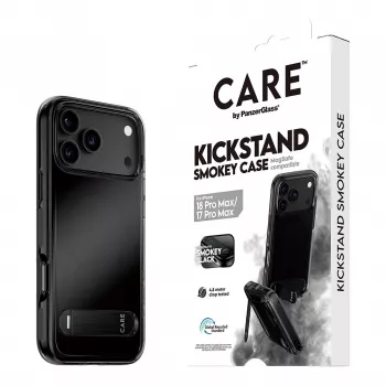 CARE by PanzerGlass Kickstand Hülle Smokey mit Schwarz MagSafe für iPhone 17 Pro Max