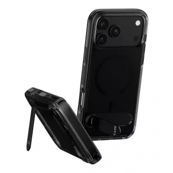 CARE by PanzerGlass Kickstand Hülle Smokey mit Schwarz MagSafe für iPhone 17 Pro Max