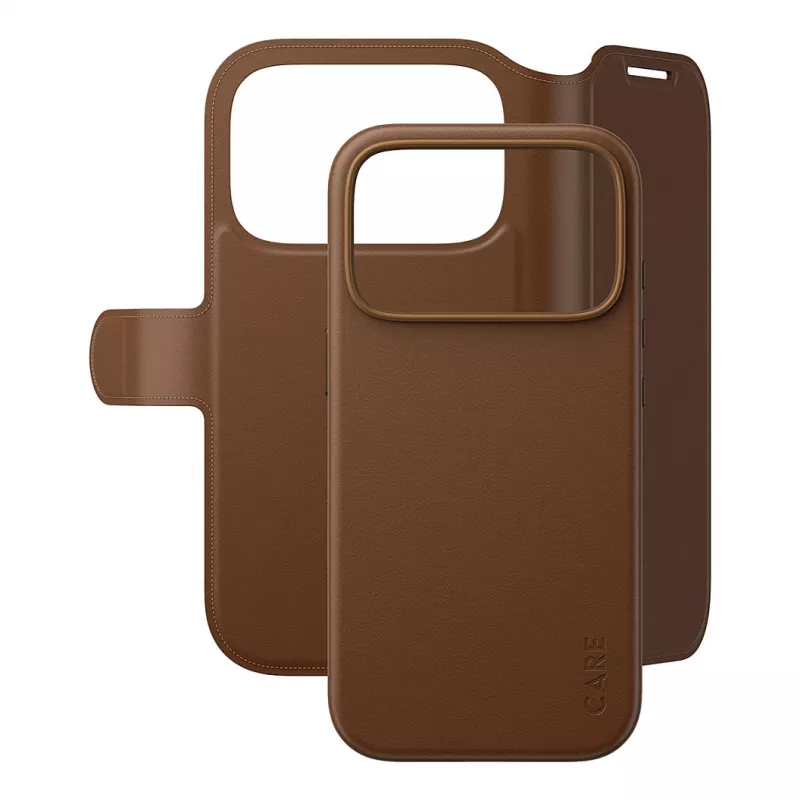 CARE by PanzerGlass Tango 2-in-1 Wallet Case Braun mit MagSafe für iPhone 17 Pro
