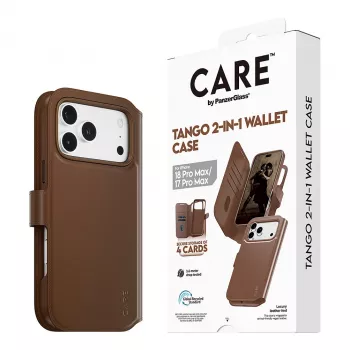 CARE by PanzerGlass Tango 2-in-1 Wallet Case Braun mit MagSafe für iPhone 17 Pro Max