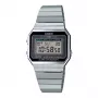CASIO A700W-1A Herren-Digitaluhr, 37,4 mm, Edelstahlband, schwarzes Zifferblatt, LED-Hintergrundbeleuchtung