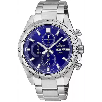 CASIO Edifice EFR-574D-2AVUEF Herren Analog Quarzuhr, 42,3 mm, blaues Zifferblatt, Edelstahlarmband
