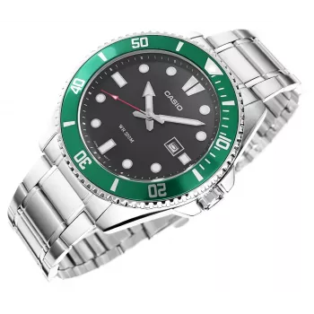 Casio MDV-107D-3AVEF Herren Analog Quarzuhr mit grünem Zifferblatt und Edelstahlarmband, 200m Wasserdichtigkeit
