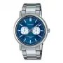 CASIO MTP-E335D-2E1VD Herren Analog Quarzuhr, blaues Zifferblatt, Edelstahlarmband, 47,6mm