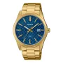 CASIO MTPVD03G2AUDF Herren Analog-Quarzuhr, 45mm Edelstahlgehäuse, blaues Zifferblatt, goldfarbenes Armband, 50m Wasserbeständigkeit