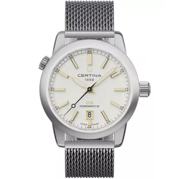 CERTINA DS Action Diver Herren-Automatikuhr 43mm silbernes Zifferblatt graues NATO-Armband C041407190310