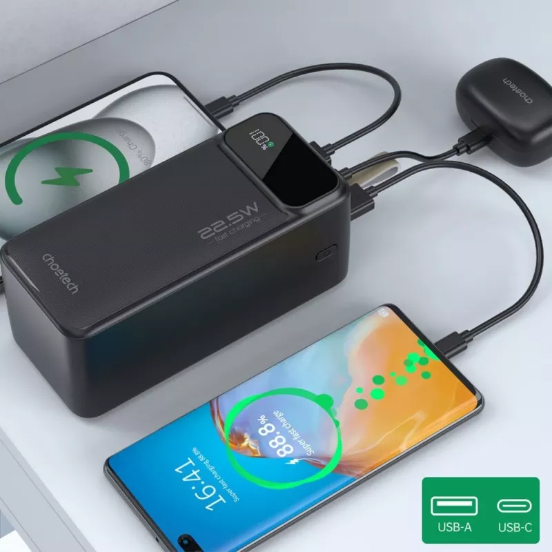 CHOETECH B732 Power Bank 50000 mAh 22.5W PD & QC - Schwarz