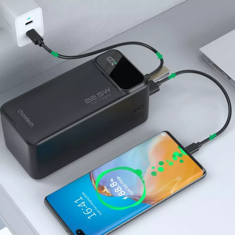 CHOETECH B732 Power Bank 50000 mAh 22.5W PD & QC - Schwarz