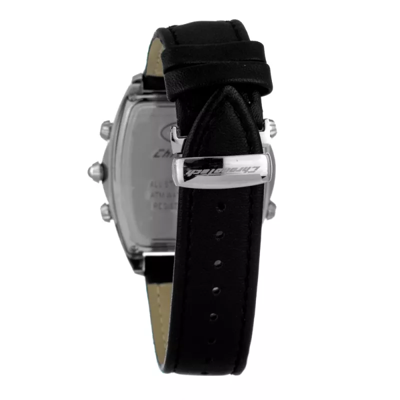 CHRONOTECH MAN CT7677M-02 Analog Quarz Uhr 45mm Schwarzes Zifferblatt Lederarmband