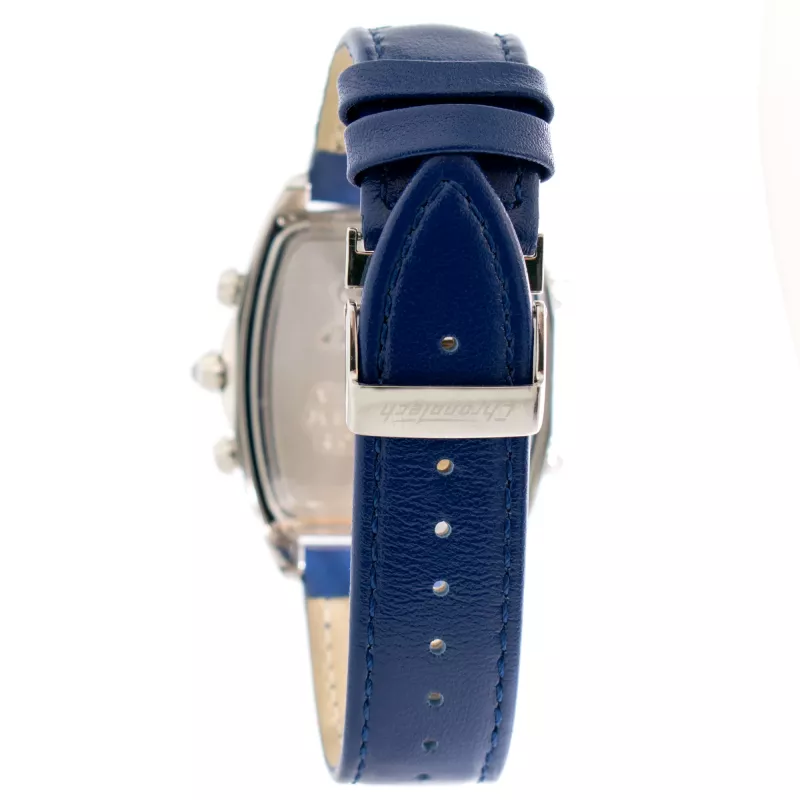 CHRONOTECH MAN CT7677M-03 45mm analoge Quarz-Chronograph-Uhr mit schwarzem Zifferblatt und Lederarmband