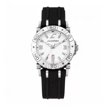 CHRONOTECH Herren RW0038 Analog Quarz Uhr 39mm Edelstahlgehäuse Schwarzes Zifferblatt Schwarzes Lederarmband