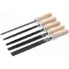 CIMCO 206806 5-teiliges Präzisions-Feilenset mit ergonomischen Bi-Material-Griffen, 200 mm Feilenblatt, Schlichtfeile, im Roll-Etui