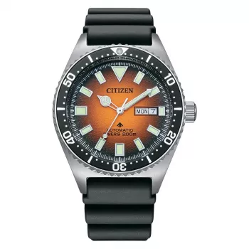 CITIZEN Herren-Automatikuhr NY0120-01Z 41mm oranges Zifferblatt Polyurethan-Armband