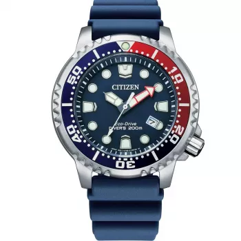 CITIZEN Promaster Diver Eco-Drive Herrenuhr BN0168-06L 44mm blaues Zifferblatt blaues Polyurethan-Armband