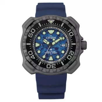 CITIZEN Promaster Marine Eco-Drive Taucheruhr BN0227-09L 46,5mm blaues Zifferblatt blaues Polyurethan-Armband