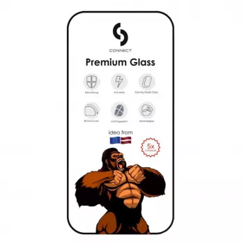 Connect Apple iPhone 14 Pro Corning Gorilla Glass Anti-Statisch 3D Full Cover 5X Stärker Schwarz