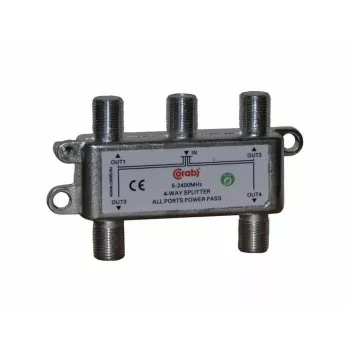 CORAB 4-fach TV/SAT Signalverteiler 5-2400 MHz mit DC-Durchgang