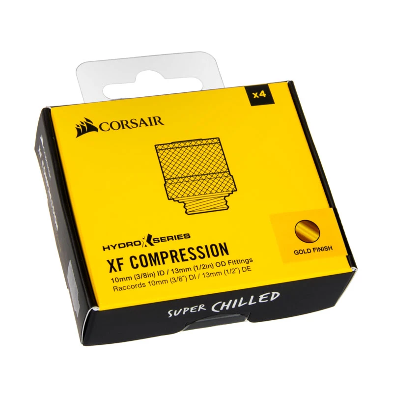 Corsair Hydro X Series XF Compression G1/4 13/10 Fittings Viererpack - Gold