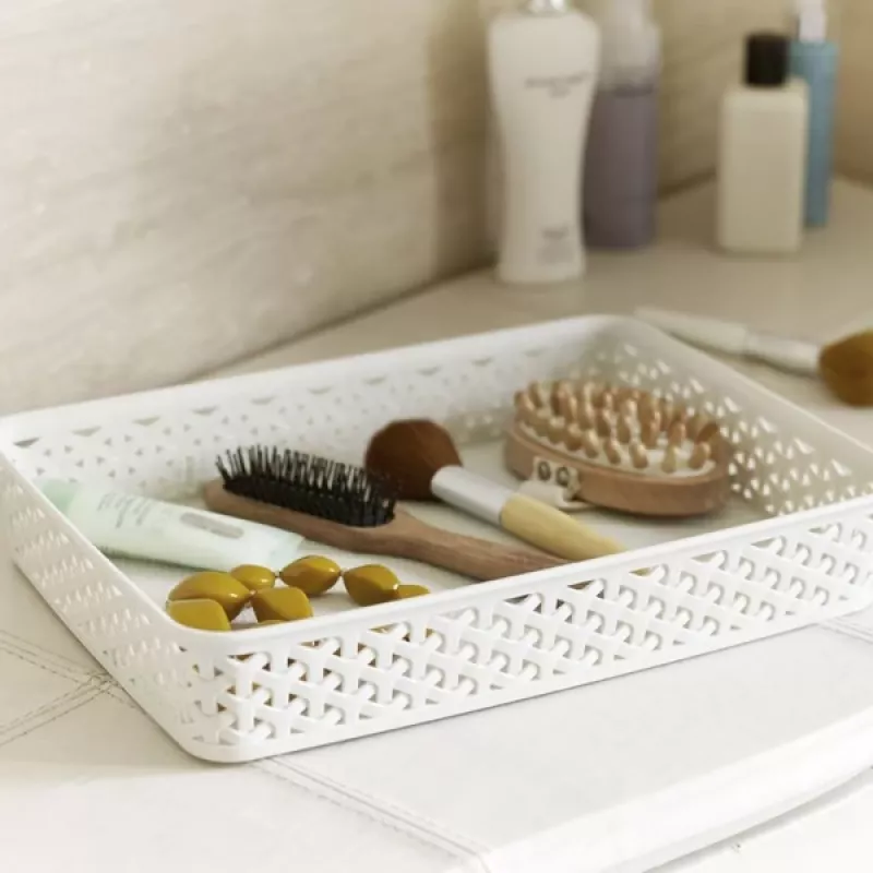 CURVER My Style A4 Aufbewahrungskorb in Creme Rattan-Optik — Langlebiger PP-Organizer mit integrierten Griffen, stapelbar