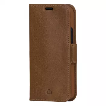 dbramante1928 Copenhagen Slim Flip Case für Apple iPhone 13 Pro Max, genarbtes Leder, hellbraun