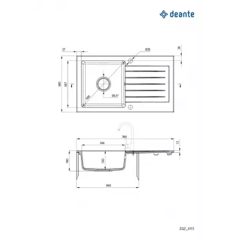 DEANTE 1-becken Granit-Verbundspüle mit Abtropffläche - Graphit